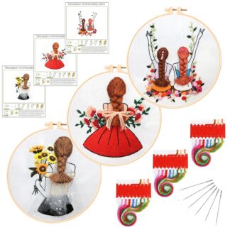 3 Best Friends Embroidery Kits for Beginner 8inch - Including Everything to Make for Mom Grandma Girlfriend Birthday Present