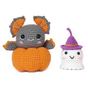 Feltsky Bat Pumpkin Buddy Crochet Kit for Beginners, DIY Halloween Craft
