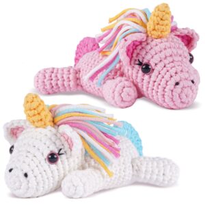 Feltsky Magic Unicorn Crochet Kit for Beginners, DIY Handmade Craft Set