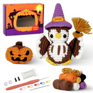 Feltsky Halloween Owl Crochet Kit for Beginners, DIY Handmade Craft