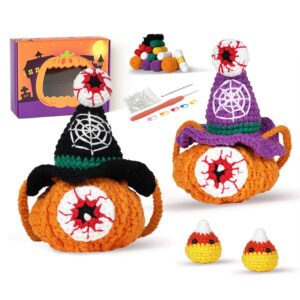 Feltsky Halloween Pumpkin Backpack Crochet Kit for Beginners, DIY Craft